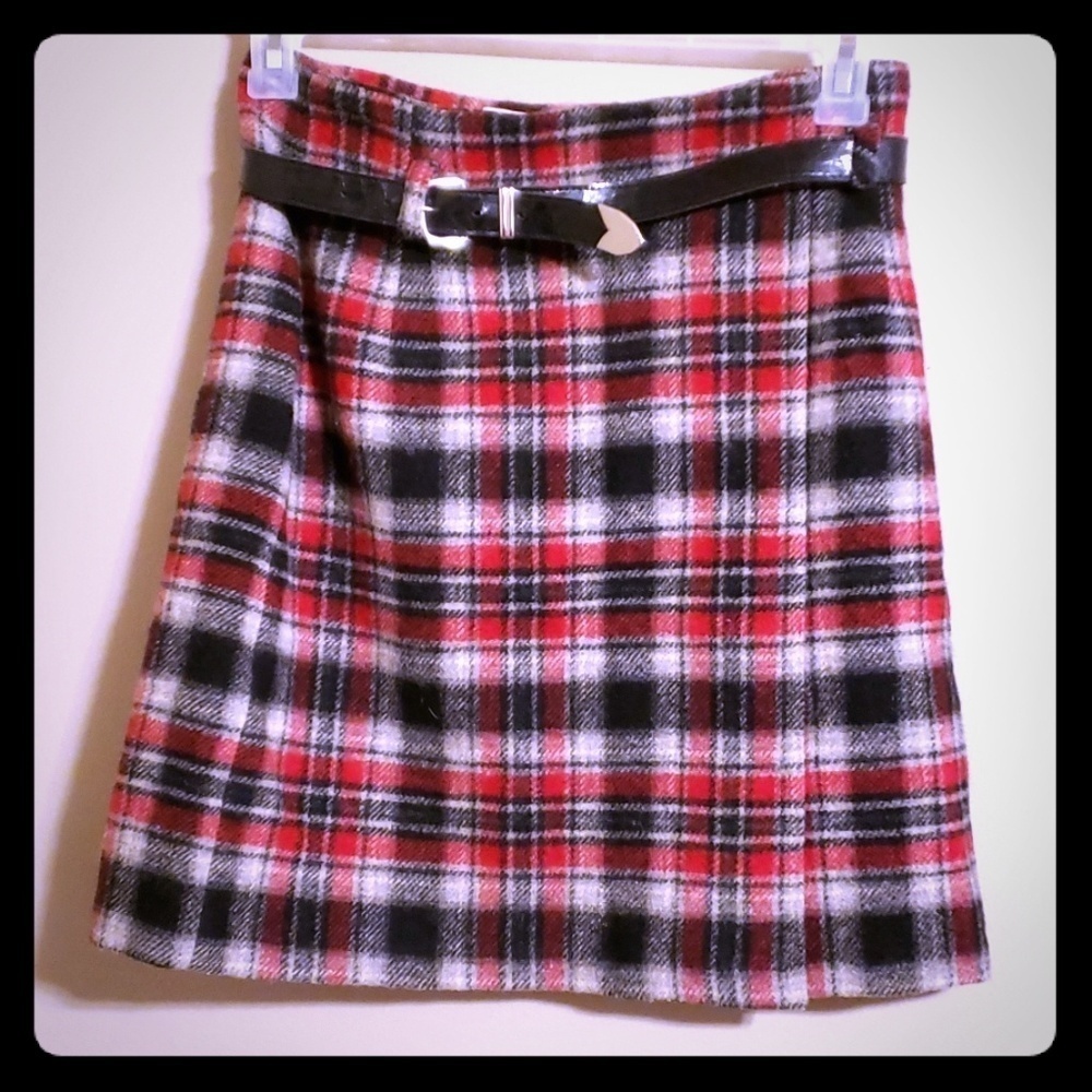 Eddie bauer wool wrapped lined plaid skirt
